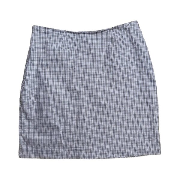Vintage Y2K 2000s Preppy Faded Glory Blue White Gingham Plaid Mini Skirt - Picture 3 of 4
